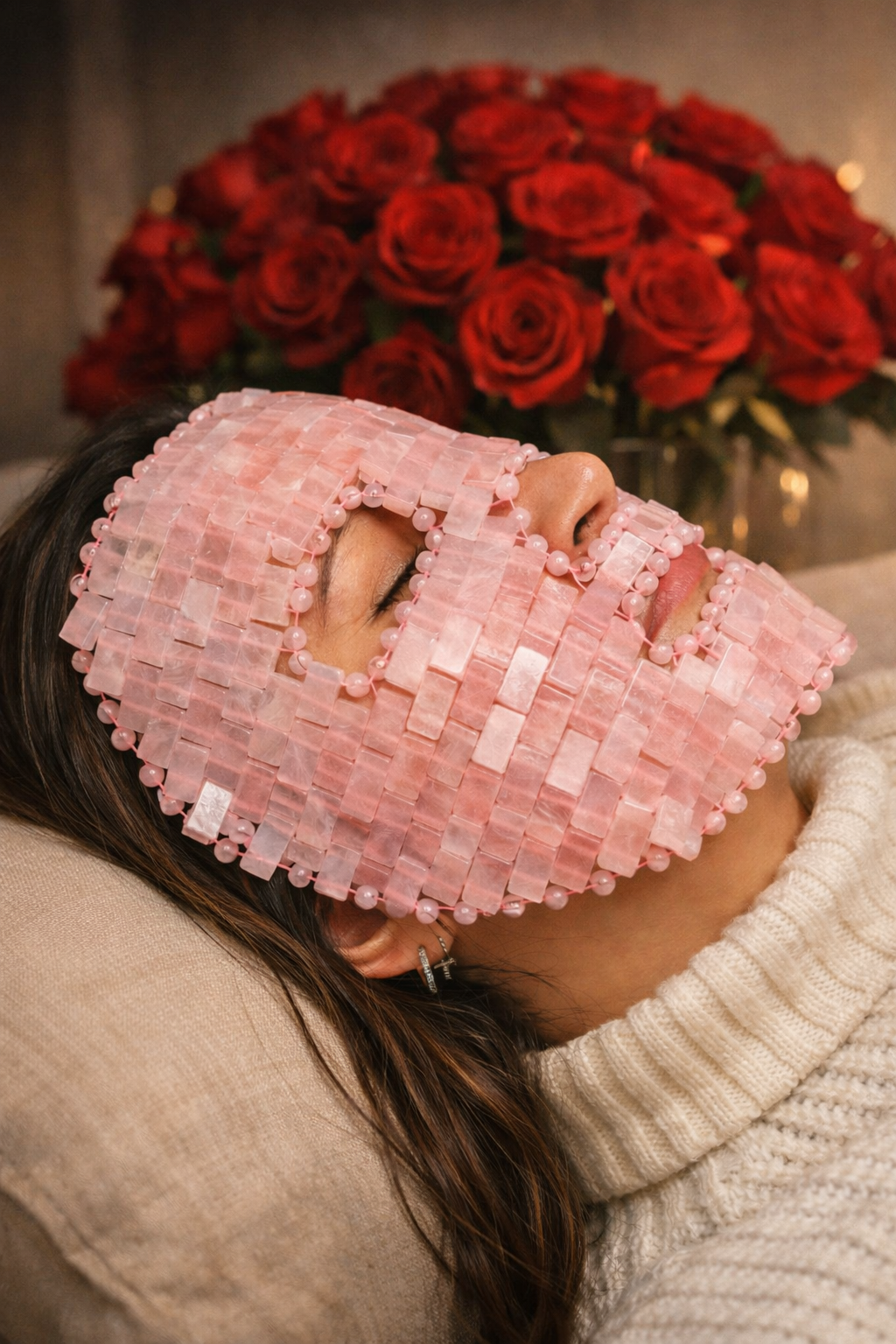 Cuarzo rosa en detalle Grado A+