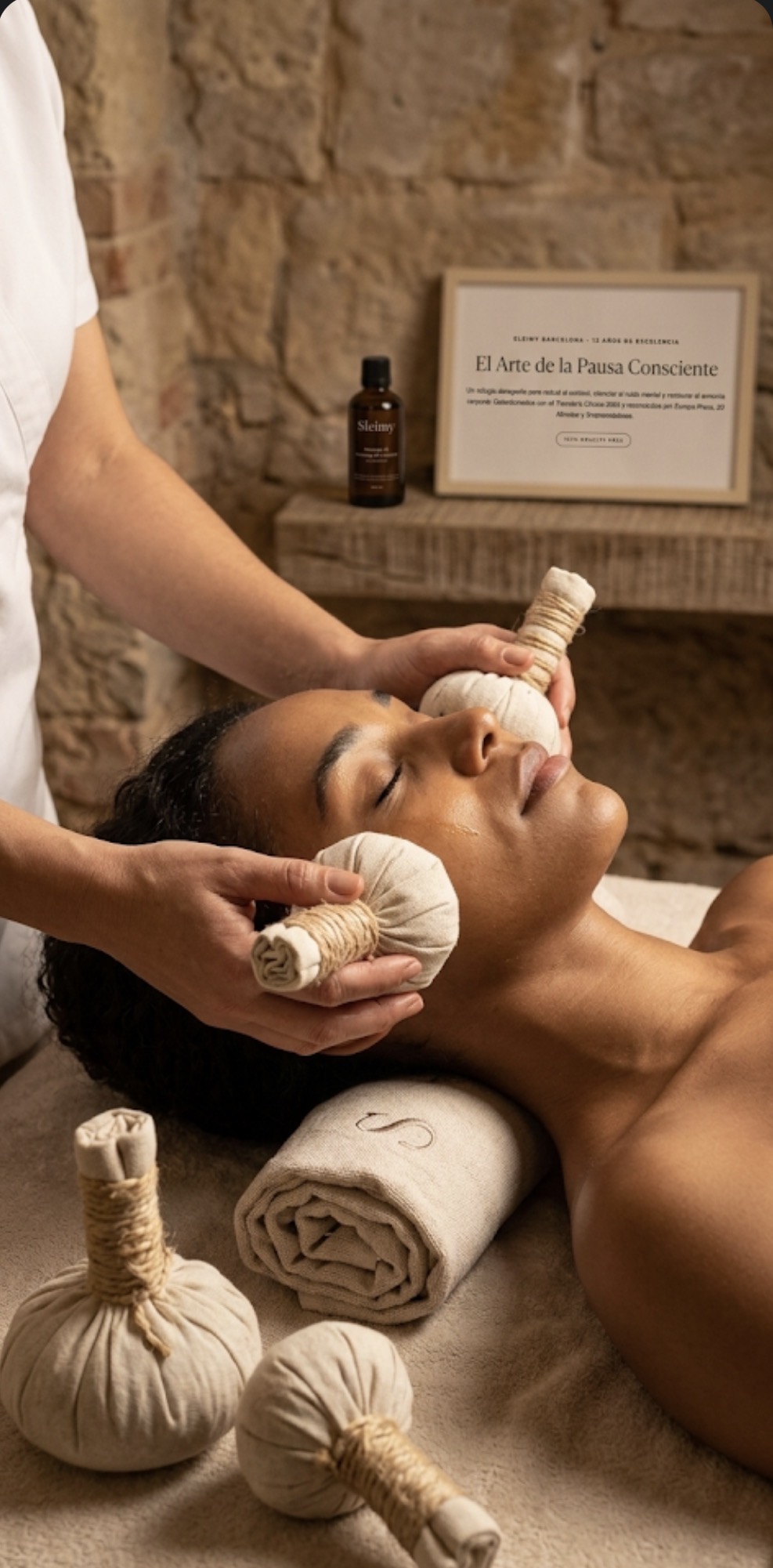 Masaje facial relajante con pindas Barcelona